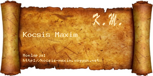 Kocsis Maxim névjegykártya
